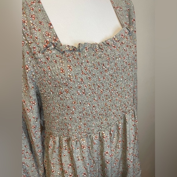 Rue+ Women’s Plus Babydoll Ruched Long Puff Sleeve Tiered Floral Dress 2X - Picture 2 of 13